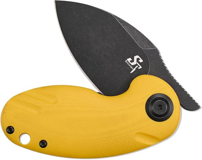 Sitivien ST153 Pocket Folding Knife,Sandvik 14C28N Black Stonewashed Blade with G10 Handle,Chinese Zodiac Series EDC Tool Knifes Utility Knife for Camping Hunting Survival Hiking(Yellow) … …