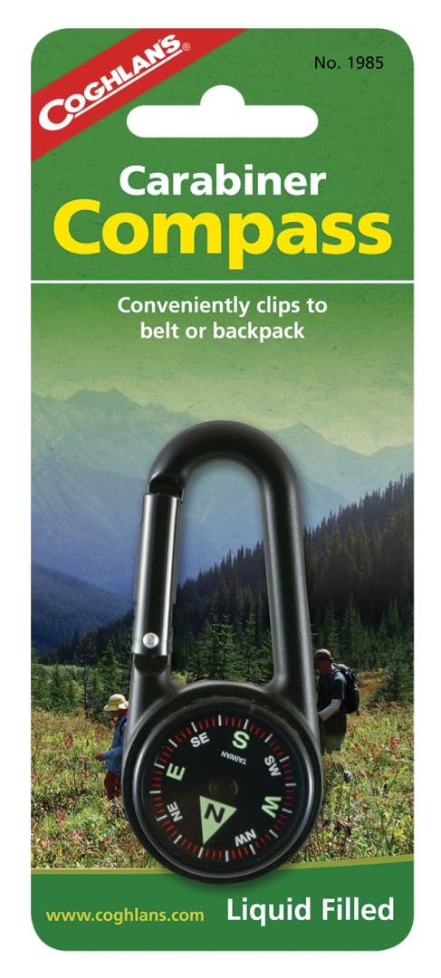 Coghlan's Compass – Carabiner, Liquid-Filled Navigation Tool for Hiking, Camping, Survival &