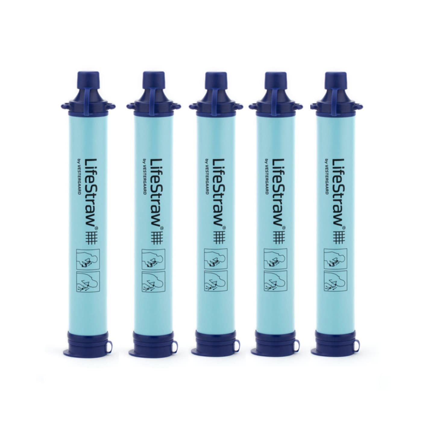 LifeStraw Personal Water Filter for Hiking, Camping, Travel, and Emergency Preparedness, 5 Pack