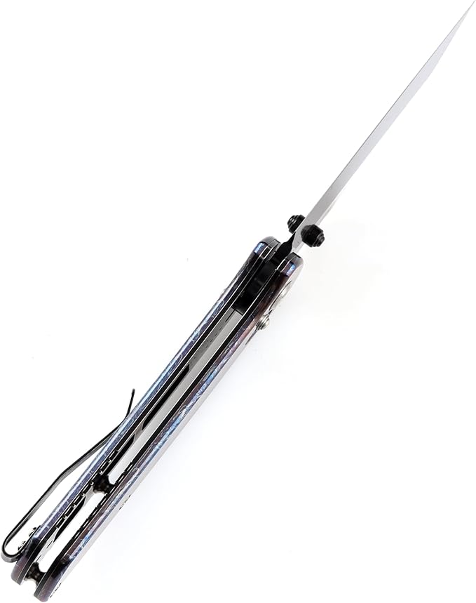 KANSEPT Elite Main Street Pocket Knife, 3.36'' Blackwash 20CV Sharp Blade, Lightning Strike Titanium Handle with Axis Lock and Thumb Stud, Perfect Clip for EDC, Camping Survival Folding knives K1015M2