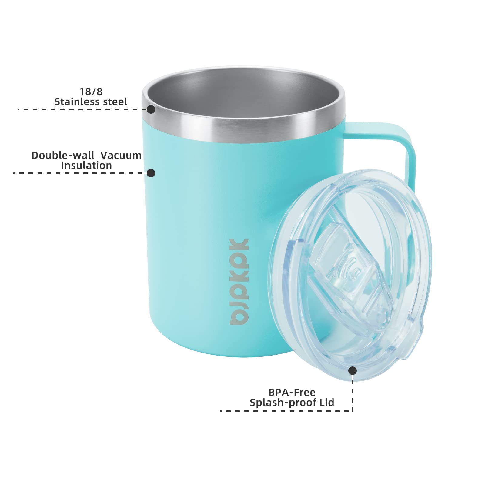 BJPKPK 2PCS Insulated Coffee Mug with Lid, 14oz Stainless Steel Tumbler