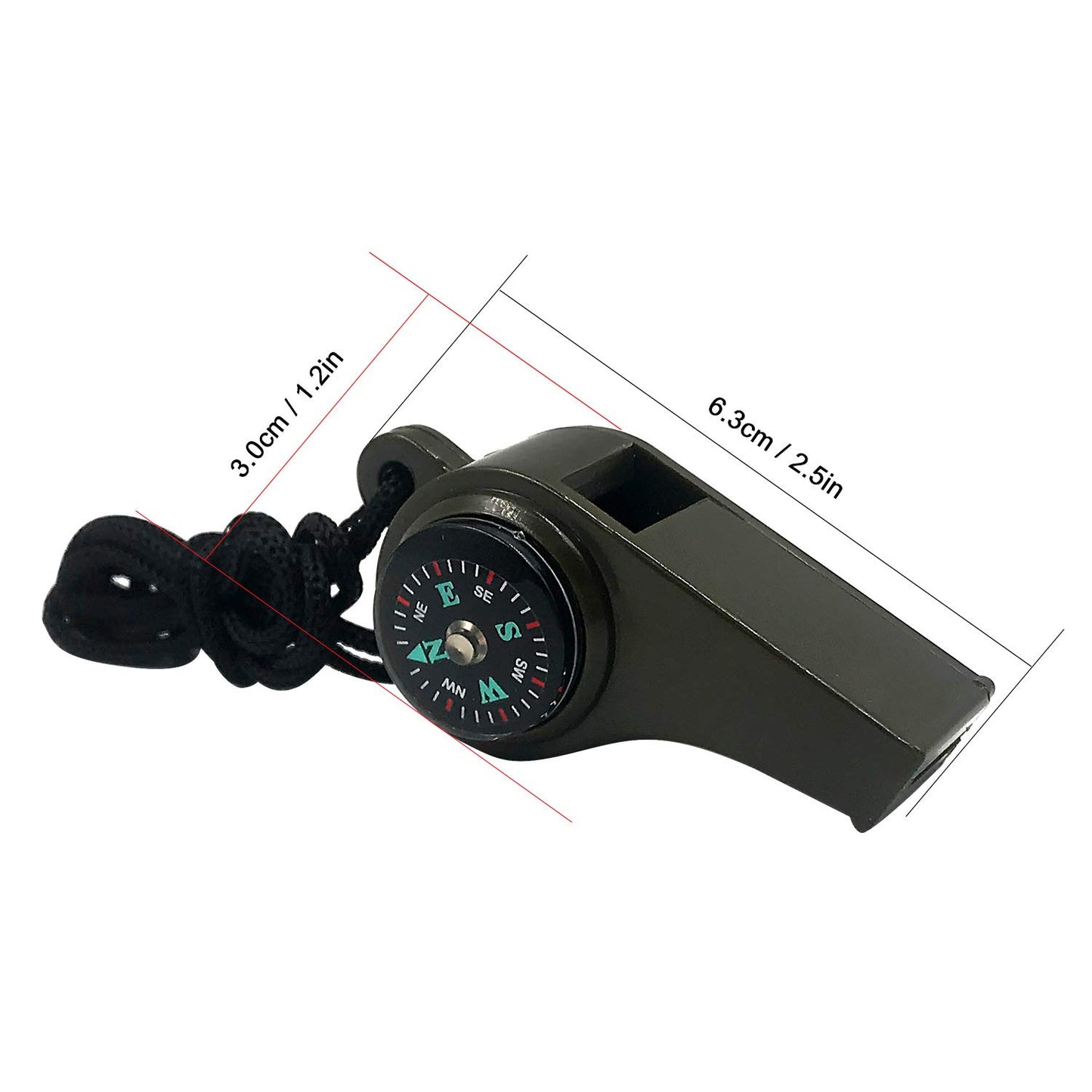 MeiNvShe 2 Pack Emergency Survival Whistle, 3-in-1 Emergency Whistles with Compass and Thermometer