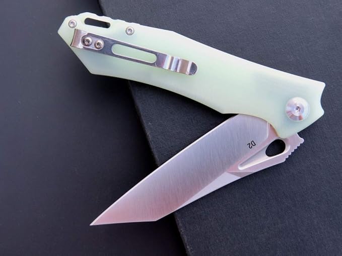 Eafengrow EF934 Pocket Knife D2 Steel Blade Folding Knife G10 Handle Liner Lock Camping Survival Tool Knives for Outdoor Camping Survival Hiking(jade)