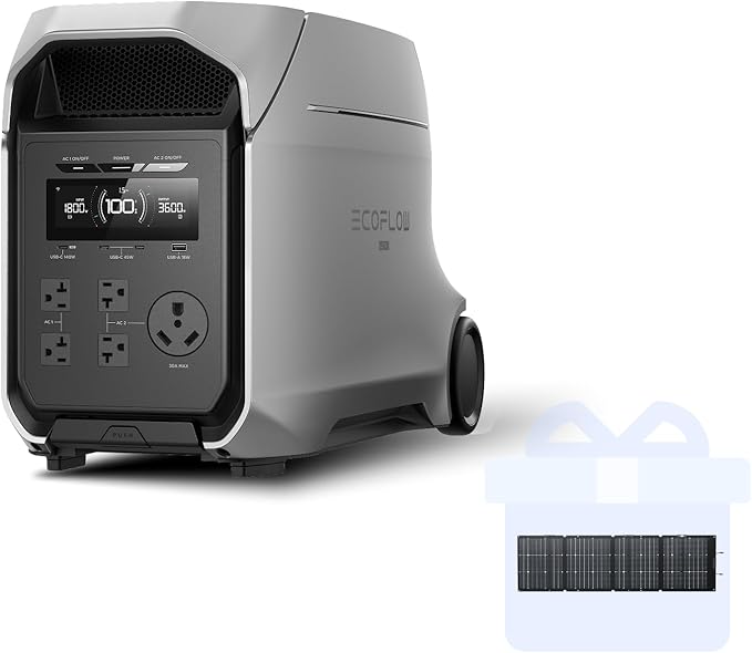 EF EcoFlow DELTA 3 Ultra Plus Portable Power Station, 3072Wh LiFePO4 Battery, 3600W (7200W Surge) Output, Expandable to 11kWh, Solar Generator (Panel Optional), Reliable Home Battery Backup & Camping