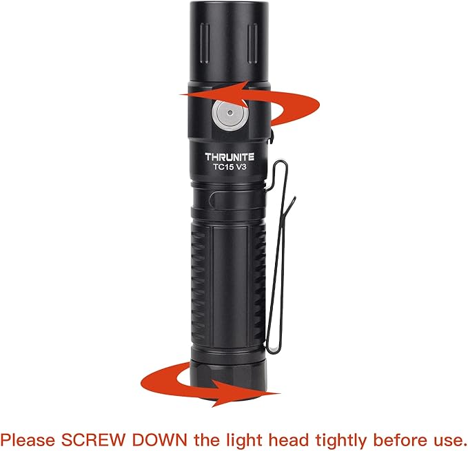 ThruNite TC15 V3 2403 High Lumen Flashlight, USB C Rechargeable LED Handheld Flashlights, Ultra-Bright XHP 35.2 LED, Indoor/Outdoor (Camping, Security and Emergency Use) Cool White - Black CW