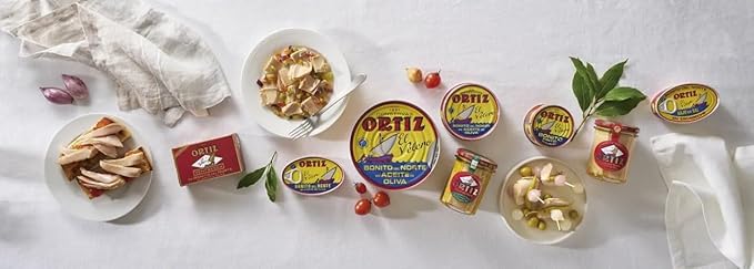 Ortiz Ventresca White Tuna Belly in Olive Oil, Tender Buttery Fillets with Exquisite Flavor, Superior Wild Caught Tuna Packed in Delicate Spanish Olive Oil, 3.88oz Can (Pack of 1)