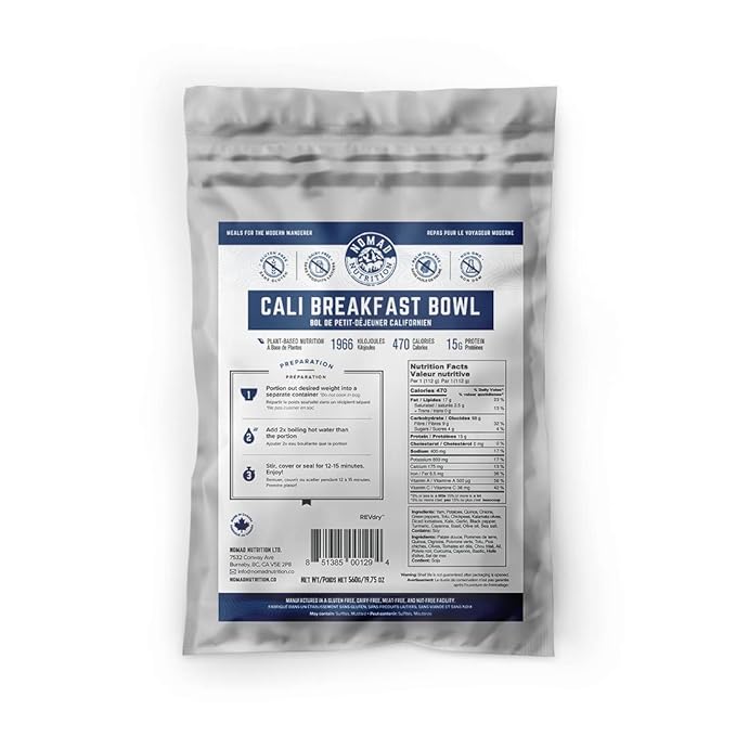 Nomad Nutrition ??Cali Breakfast Bowl | High Energy, All Natural Ingredients | Plant-Based & Non-GMO | Just Add Boiling Hot Water| 560g / 19.75oz (Pack of 1)