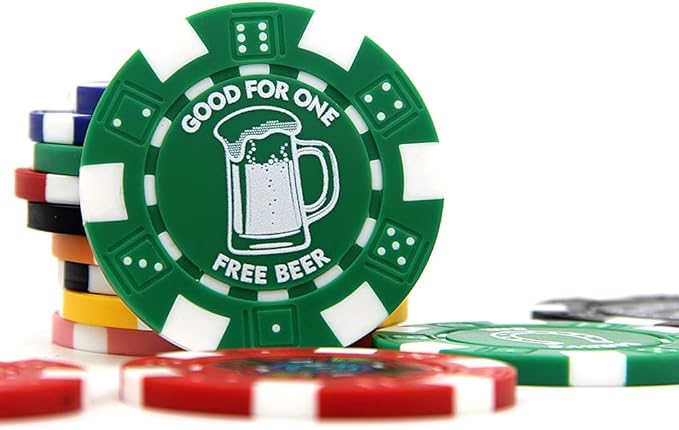 100 Custom Dice Striped Poker Chips, Print Your Text, Logo or Design, Casino Sized Chips for Texas Hold'em, Blackjack, Tournaments, Card Clubs