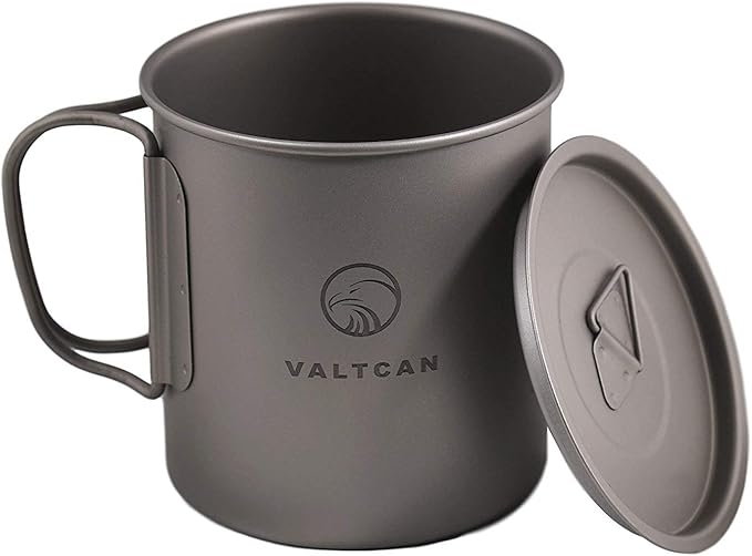 Valtcan 450ml Titanium Camping Cup with Tight Lid 15.2oz or 1.9 Cups Capacity