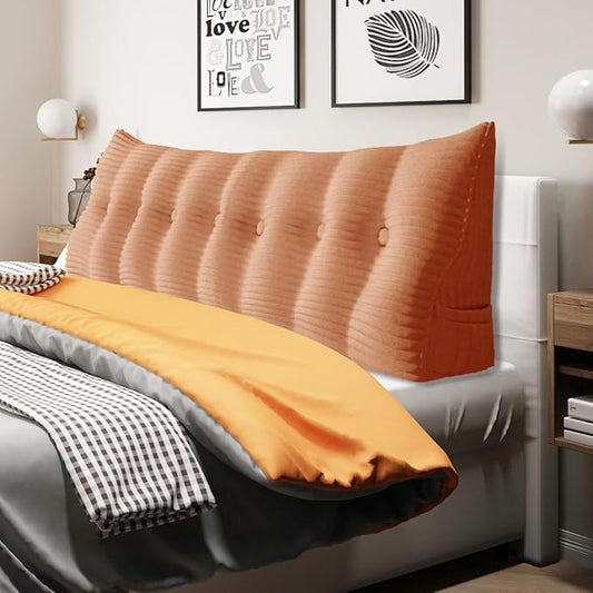 14 lbs Thickened King Wedge Pillow Headboard Body Positioner Triangular Reading Pillow Bed Bolster Pillow for Sitting Up in Bed with Removable Cover Corduroy