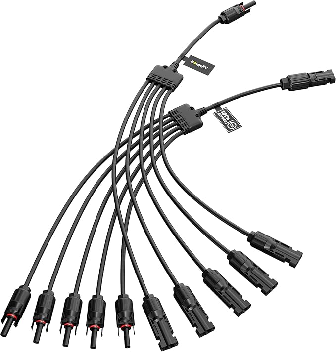 BougeRV Solar Y Connector Solar Panel Parallel Connectors Extra Long 1 to 5 Solar Branch PV Adapter Cable Wire Plug Tool Kit (M/FFFFF and F/Mmmmm)