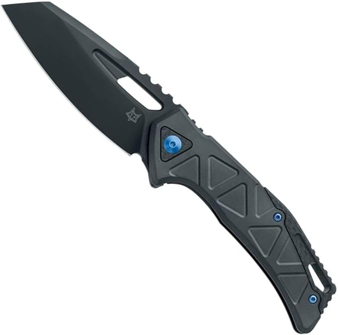 Fox Knives Chronos FX-552 AL Premium Folding Knife 3.54in CPM MagnaCut Steel Blade, Reverse Tanto, Frame Lock, Tip-up Carry, EDC Pocket Knife, Made in Italy (Black PVD Aluminum)