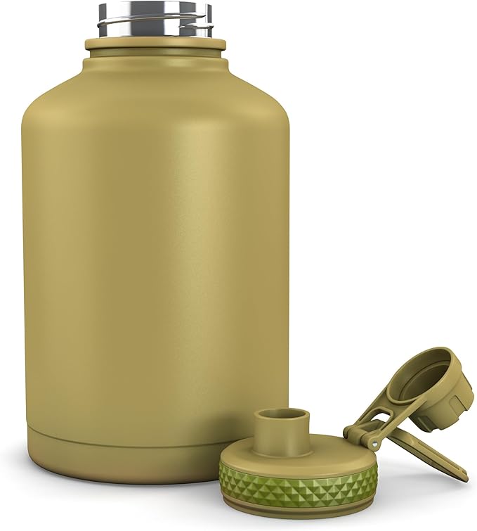 Combat Canteen - 64oz Insulated Water Bottle with Paracord Handle, Stainless Steel Water Jug with Rugged Pockets for Keys, Wallet & Phone - Green Digital