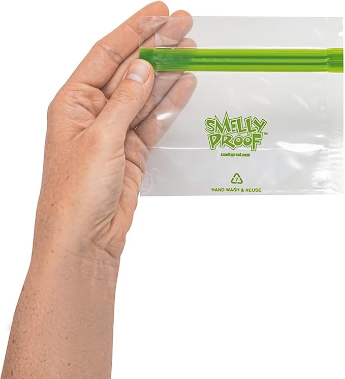 Smelly Proof 50pk Stand-Up Reusable Food Storage Freezer Bags - US Made, BPA FREE, NO PEVA, Clear 3 mils 4" x 3" - 50 pcs