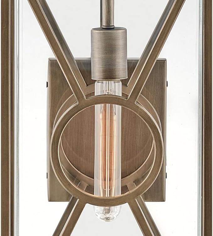 Hinkley Brixton Medium Wall Mount Outdoor Lantern - Composite, Clear Mitered Glass, Rust & Corrosion Resistant - Burnished Bronze Finish