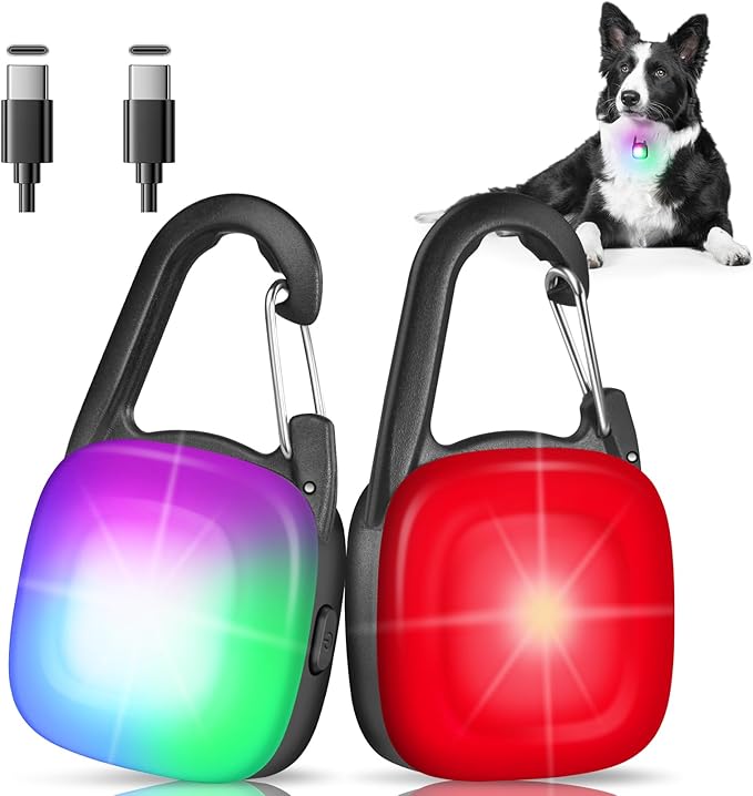Rechargeable Led Dog Collar Light with 4 Modes - Ip68 Waterproof Camping Light Up Dog Collar for Night Walking, Running, Cycling (Black)