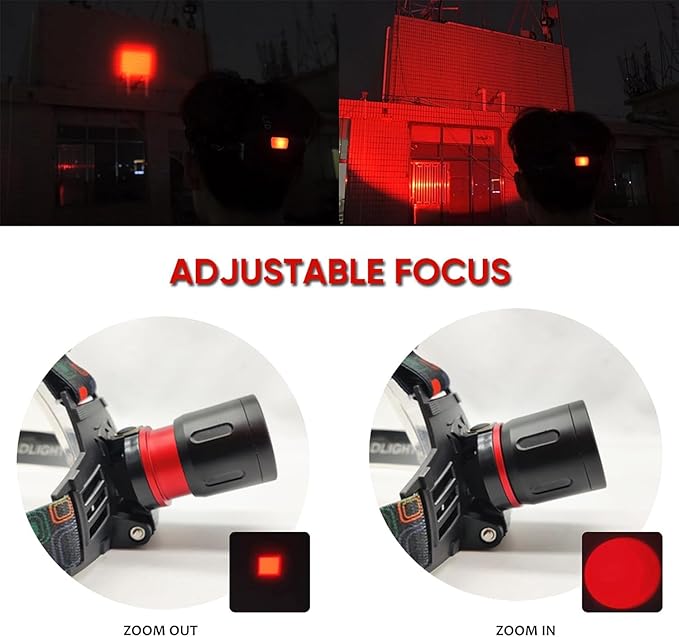 XLENTGEN Red Light Hunting Headlamp Rechargeable Red LED Headlamps 3 Modes Super Bright Red Headlamp for Coon Coyote Hog Predator Hunting Astronomy & Night Photography (Batteries Included)