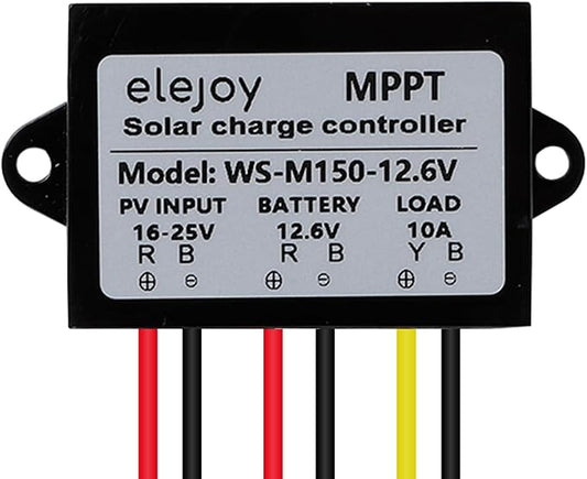 10 Amp 12.6V 150W MPPT Solar Charge Controller 99% LiFePO4 Lithium Iron Phosphate Battery Ultra-Compact and Lightweight IP67 Waterprof