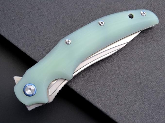 Eafengrow EF951 Folding Knife,D2 Blade and G10 Handle with Liner Lock Ball Bearing Pocket Knife EDC Tool for Outdoor Camping Survival(Jade)