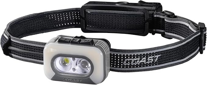 Coast RL35R Voice-Controlled 1100 Lumen Rechargeable LED Headlamp with ARC280??Lighting, 4 Color Modes, Rear-Facing Safety Signal, Variable Light Control and USB-C Charge Port