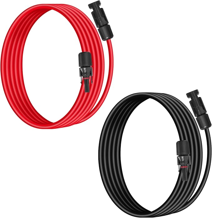 10AWG (6mm²) Solar Panel Extension Cable 4FT - Black & Red, Heavy Duty, Weather Resistant, Standard Solar Connectors Solar Extension Cable for Solar Power Systems, RVs, Boats