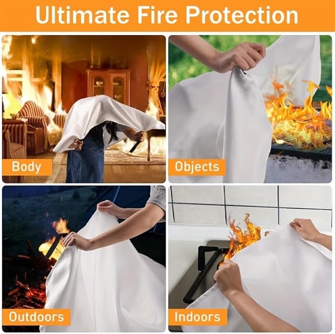 Emergency Fire Blanket for Home and Kitchen Fiberglass Fire Suppression Blanket (39''X39'') Great for School, Fireplace, Grill, Car, Office, Warehouse (2PCS)