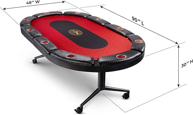 Triton Foldable Poker Table for 10 Players with Poker Chips Set 300- Soft-Padded Armrest, Individual Cup Holders - Premium Poker Chips, Long Lasting Poker Table