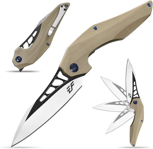 Eafengrow EF226 Folding Knives D2 Blade and G10 Handle Knife Outdoor Camping Hiking EDC Tools (stone)
