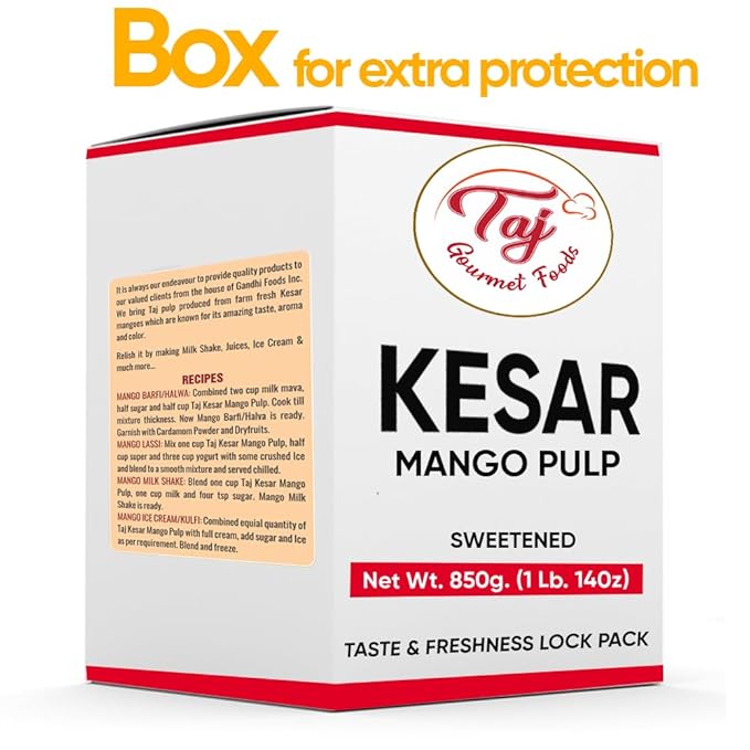 TAJ Kesar Mango Pulp Puree | Great for Lassi Shake | 30-Ounce (850g)