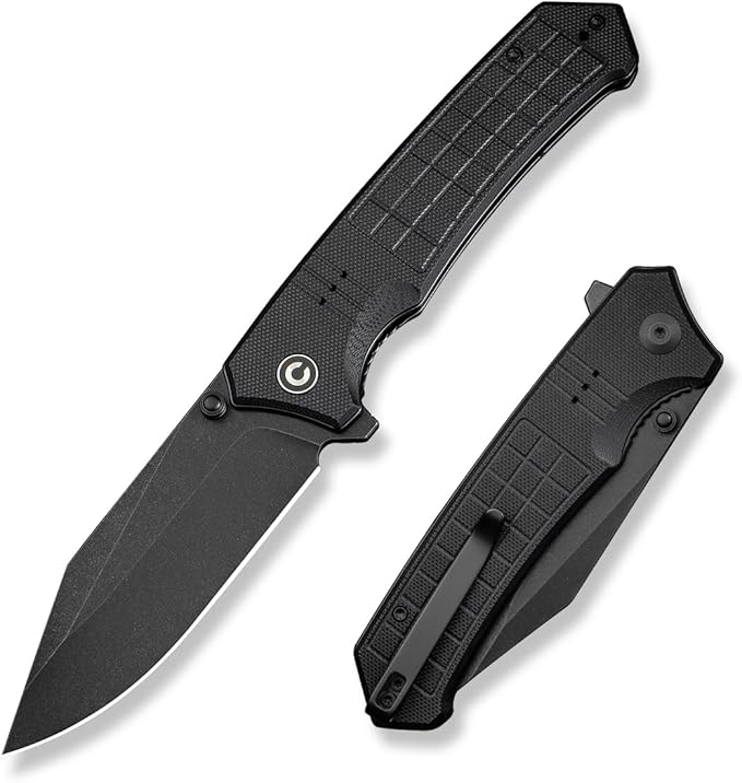CIVIVI Tacticorix Pocket Knife for Men Women, EDC Flipper Folding Knife with 3.7" Nitro-V Blade G10 Handle for Camping Hunting C23055-1 (Black)