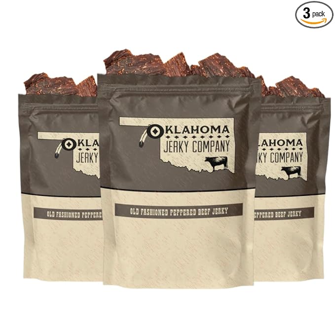 Old Fashioned Peppered Beef Jerky - No Frills Tough and Old Style Dry Beef Jerky - All Natural, Gluten Free, No Added Preservatives and No Added MSG, Healthy Protein Snacks, 2 oz (Pack of 3)