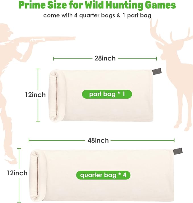 Elk Game Bags 5 Pack, Essential Hunting Gear & Accessories, Field Dressing Quarter Meat Bag, Medium to Large Wild Hunting Gear Bag for Elk, Deer, Caribou,and Moose
