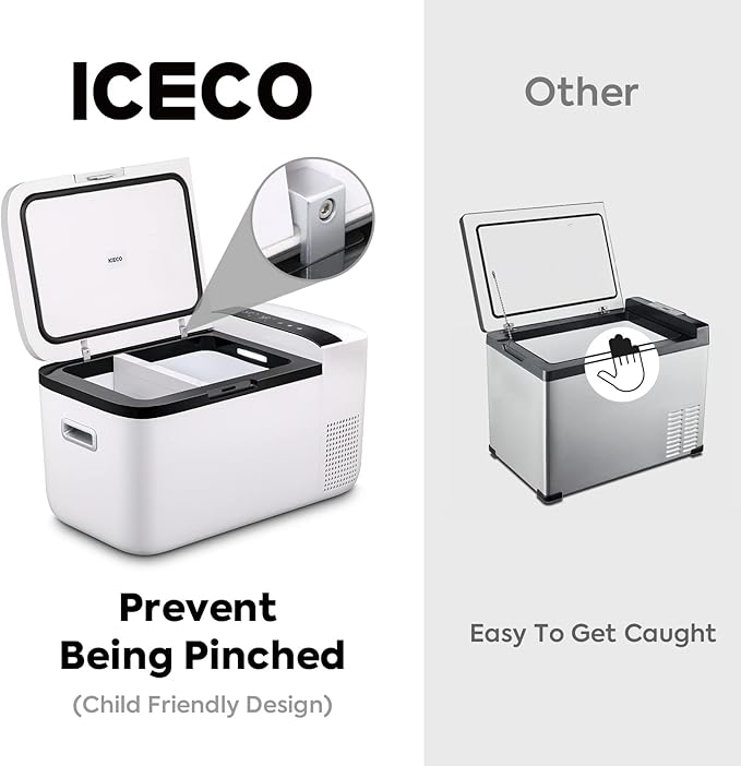 ICECO GO20 Portable Refrigerator,21Qt/20L 12Volt Refrigerator Powered by SECOP, 0℉-50℉, Bluetooth Connection, 12/24VDC&110-240VAC, 12v Fridge Freezer for Car |GO20W + Battery