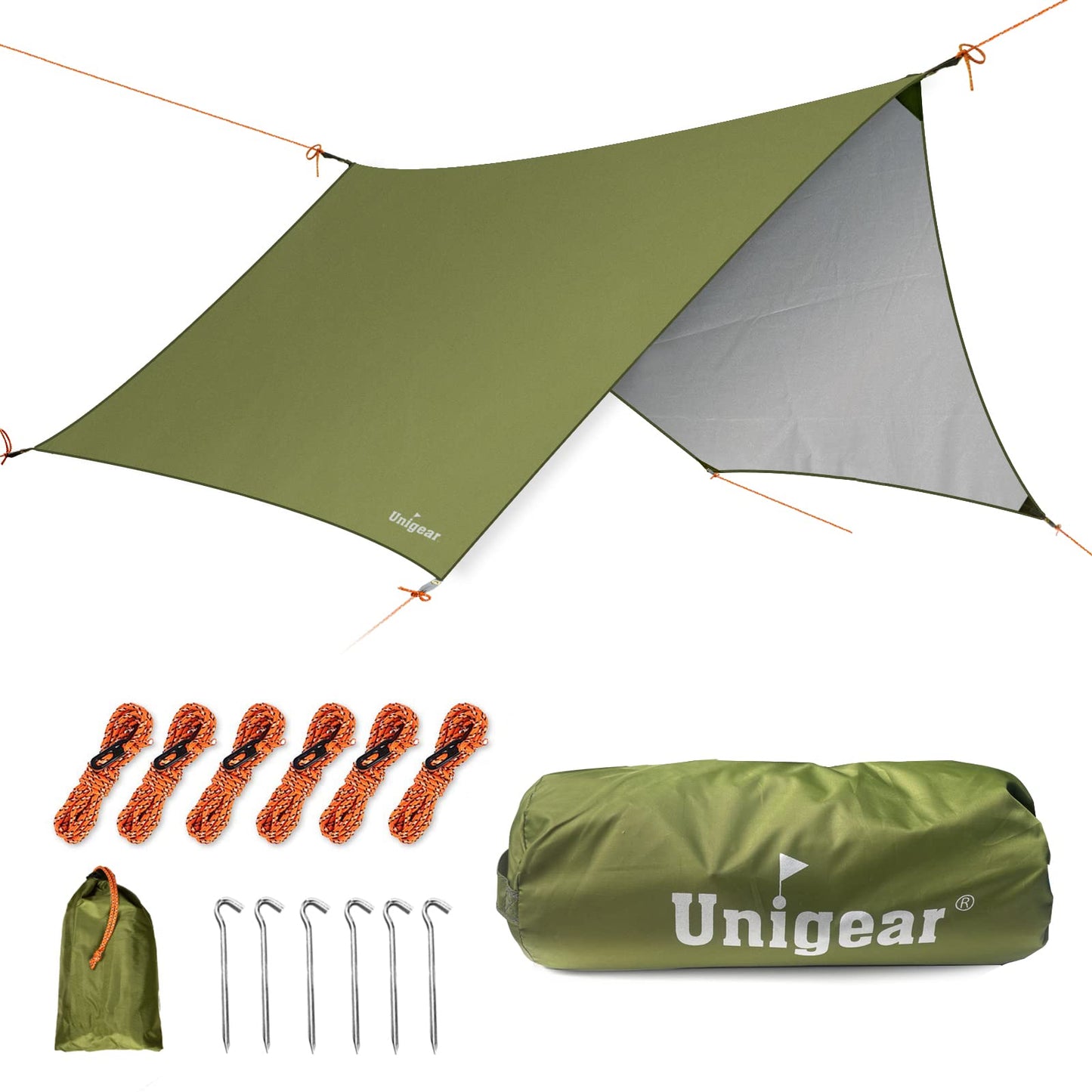 Unigear Hexagon Hammock Rain Fly Waterproof Camping Tarp 12x10-15x14FT