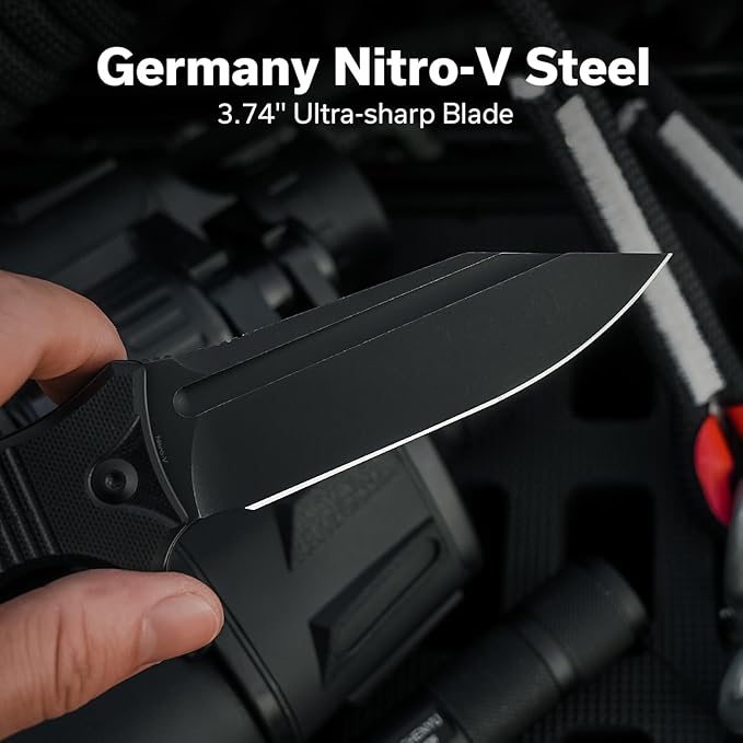 CIVIVI Neurohaptic Pocket Knife for EDC, Folding Knife with 3.74'' Nitro-V Blade G10 Handle, Reversible Clip, Gift for Men Women C23080-1