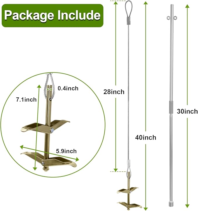 Earth Anchors for Trapping with Drive Rod Tool, 35" x 1/8" Galvanized Cable for Securing Camping