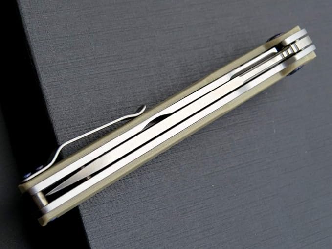 Eafengrow EF942 EDC Folding Knife, D2 Steel Blade Titanium Plating & G10 Handle,Pocket Clip with Frame Lock EDC Pocket Knife for Camping Hiking Survival Outdoor(Desert)