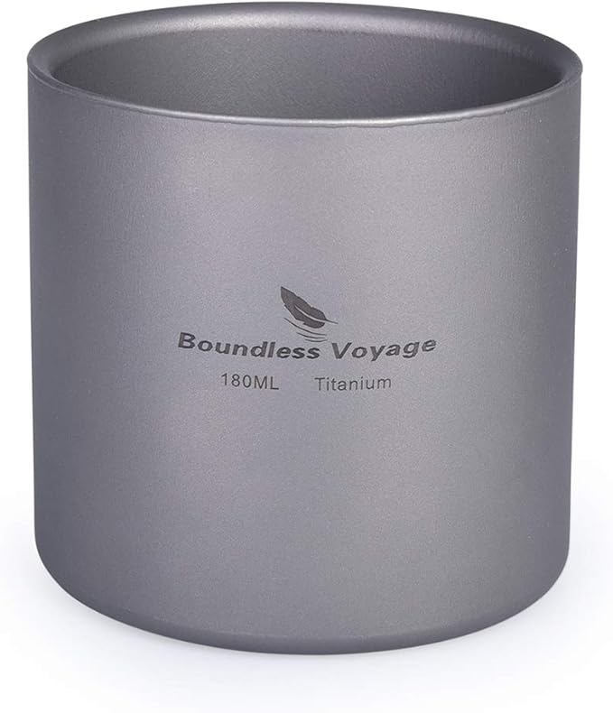 Boundless Voyage 3 in 1 Double Walled Titanium Cup Heat Resistant Mini Tea Drink Cup Outdoor Camping Mug Coffee Cups Camping Accessories Ti15153B