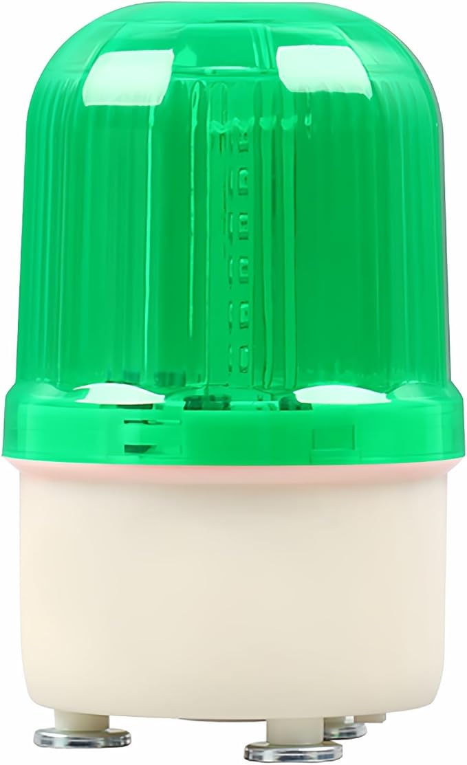 LED Beacon Light, Magnetic Strobe Warning Battery Flashing Lights with 110dB Alarm Sound Light for Site, Road Construction Rotating Safety Warning, Green 24V