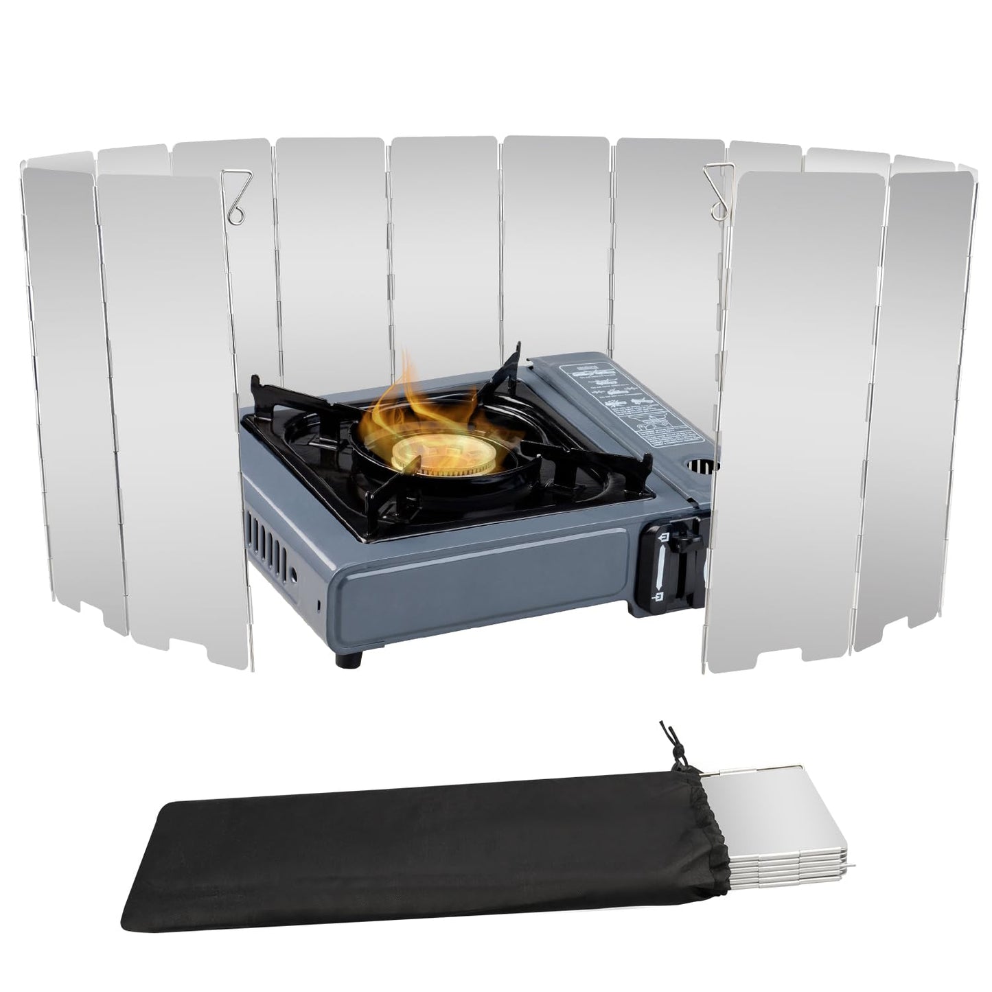 16 Plates Aluminum Stove Windshield with Drawstring Bag