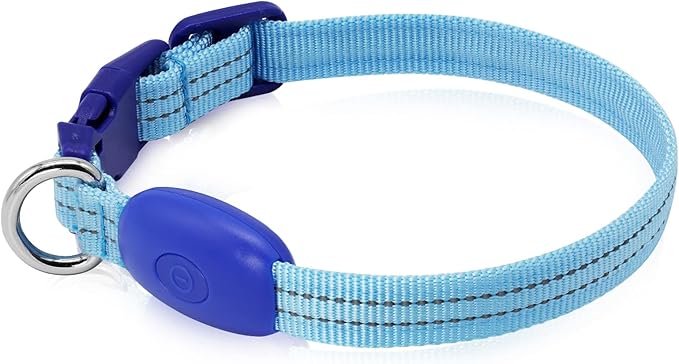 Light Up Dog Collar at Night, Led Dog Collar Adjustable, Rechargeable Waterproof, Dog Lights for Night Walking, Glow in The Dark (S, Blue)
