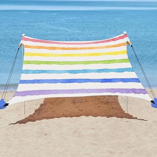 YUKIHOME Beach Tent Sun Shade Canopy Tent, UPF 50+ Camping Beach Sun Shelter 7 x 7ft 2 Pole, Lightweight, Easy Set Up and Carry