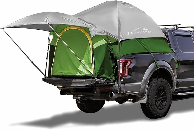 Savvycraft Pickup Truck Tent for Full Size and Mid Size Truck Short Bed and Long Bed, Waterproof P3000mm 2-Person Double Layer Truck Bed Camping Tent, Expandable Awning, Rainfly, Storage Bag Included