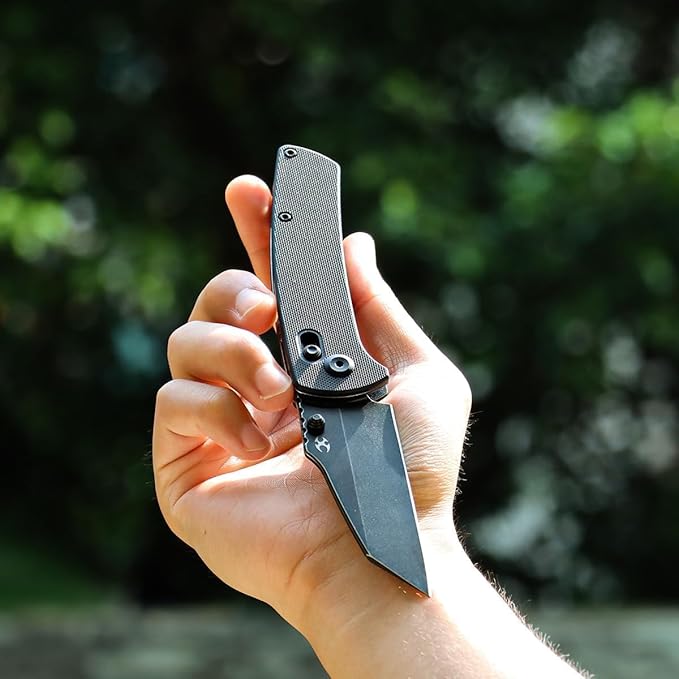 KANSEPT Main Street Pocket Folding Knife, 3.36''Black Ticn Coated 154cm Sharp Steel Blade, G10 Handle with Axis Lock and Thumb Stud, Perfect Clip for Camping Hiking Fishing Gift Everyday Carry T1015v1