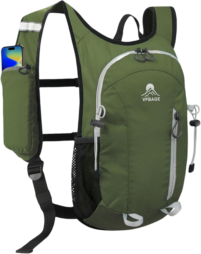Small Hiking Backpack with Front Phone Holder, Packable Back pack with Chest and Waist Strap, Lightweight Daypack for Women Men