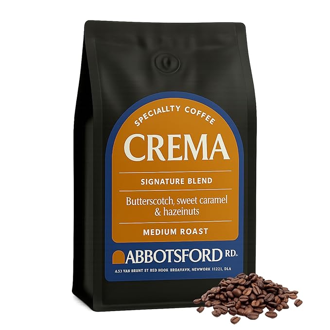 Crema Coffee Whole Bean, Medium Roast Coffee Beans, Signature Blend with Butterscotch, Sweet Caramel & Hazelnut Flavors, 35.2 oz (2.2 lb) Freshly Roasted Brooklyn, Kosher Certified