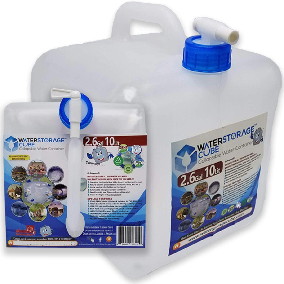 WaterStorageCube Collapsible Camping Water Container with Spigot, BPA Free