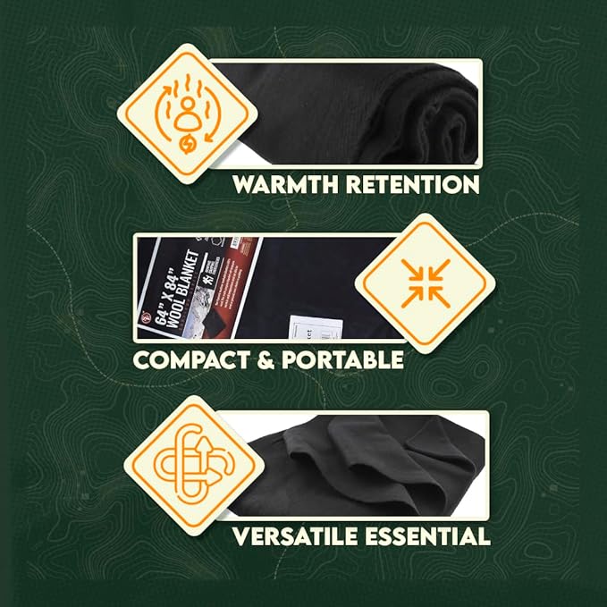 SE Black 64" x 84" 4-lb. Warm Blanket with 80% Wool - BI64845BK