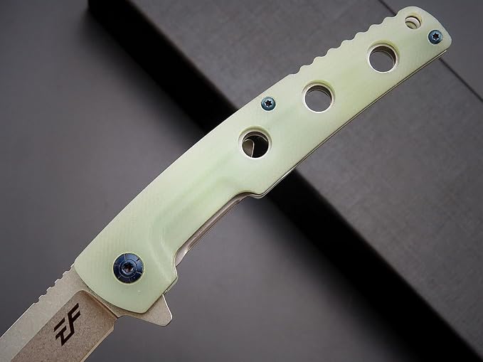 Eafengrow EF941 EDC Pocket Folding Knife D2 Steel Blade G10 Handle Pocket Clip with safety liner lock for Camping Survival Outdoor(Jade)