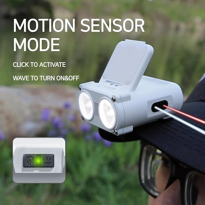 WARSUN Rechargeable Fishing Headlamp ??800 Lumens LED Headlight with 90° Adjustable COB Panel, Motion Sensor, 5 Modes, Ideal for Night Fishing, Camping, Hiking, Emergency